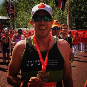 Photo of me just after the finish of the 2017 London Marathon